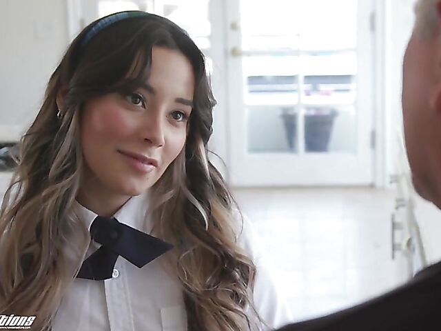 Exotic young schoolgirl Aria Lee fucks an experienced man