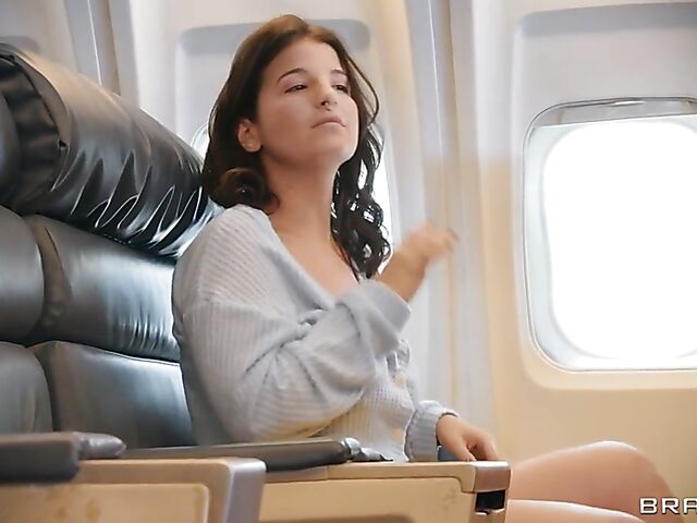 Interracial threesome sex on a plane with LaSirena69 and ebony air hostess Hazel Grace