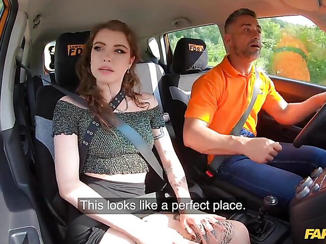 Thong fuck outdoors with tattooed student driver Eden Ivy