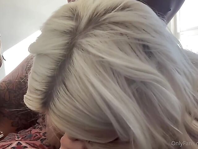 POV BBC threesome with two gorgeous blondes in white stockings Lana Rose and Little Louise