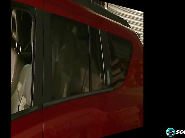 Dirty car mechanic grabs Selena Castro's big natural tits