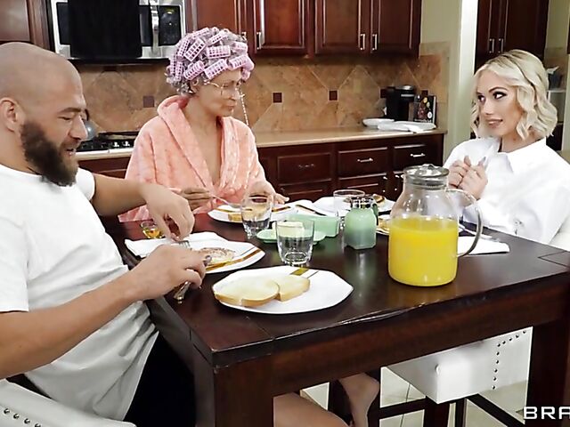 Sky Pierce - Kitchen fuck after breakfast with grandma