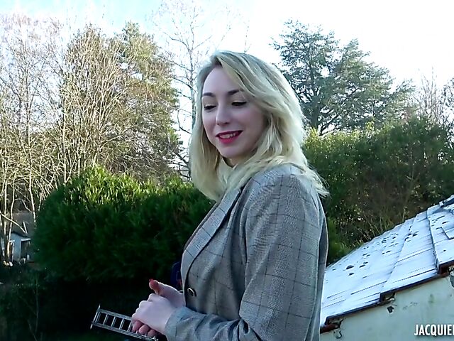 Slim big tits French blonde Elisa can fuck!