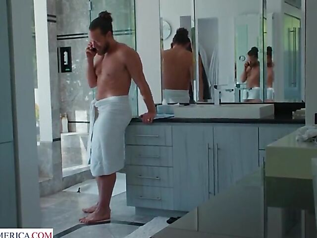 In the bathroom with his daughters hot friend Hazel Moore