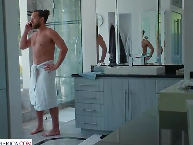 In the bathroom with his daughters hot friend Hazel Moore