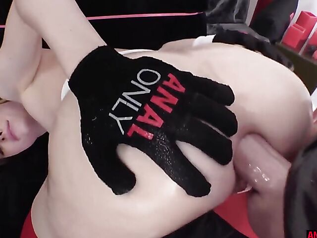 Red stockings girl Ailee Anne close up anal