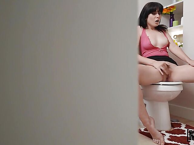 Toilet fuck with naughty brunette Alice Moore
