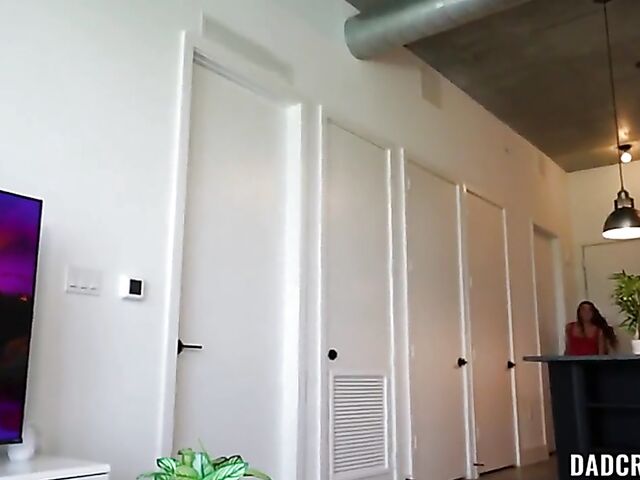 Skinny stepdaughter with small boobs Mackenzie Mace is her daddy's plaything