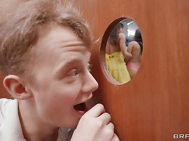 Jimmy Michaels has a crazy public bathroom threesome with Armani Black and Summer Col