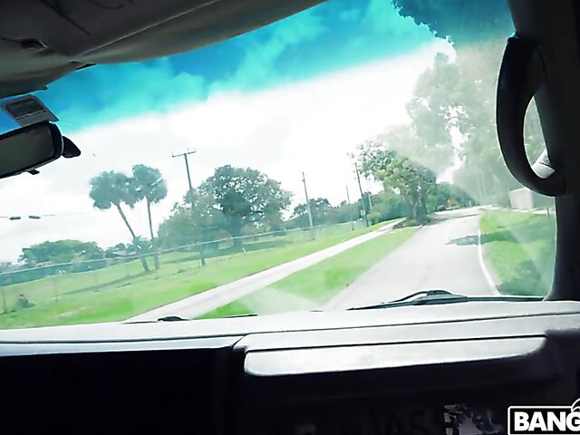 Paris Banks - Big tits blonde in red mini dress fuck for cash in a van