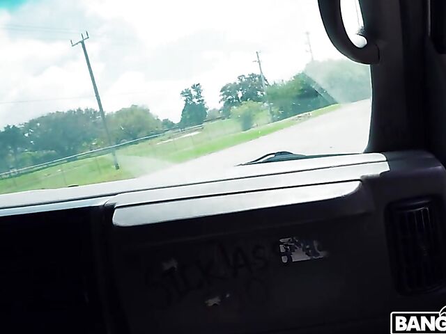 Paris Banks - Big tits blonde in red mini dress fuck for cash in a van