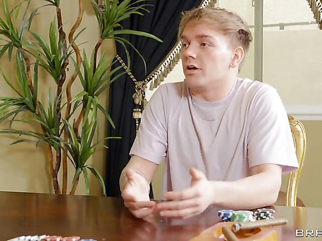 Big black cock anal with Jax Slayher in front of Lily Lou's cuckold boyfriend in the poker room