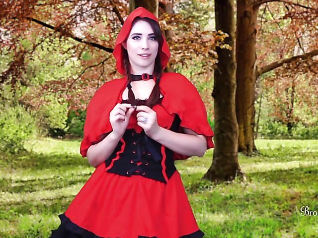 Little Red Riding Hood forest masturbation featuring JOI pornstar Brookelynne Briar