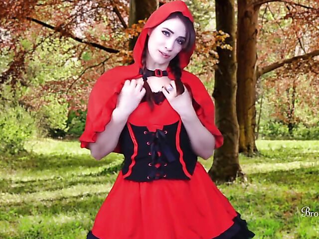 Little Red Riding Hood forest masturbation featuring JOI pornstar Brookelynne Briar