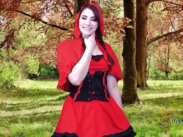 Little Red Riding Hood forest masturbation featuring JOI pornstar Brookelynne Briar