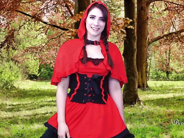 Little Red Riding Hood forest masturbation featuring JOI pornstar Brookelynne Briar