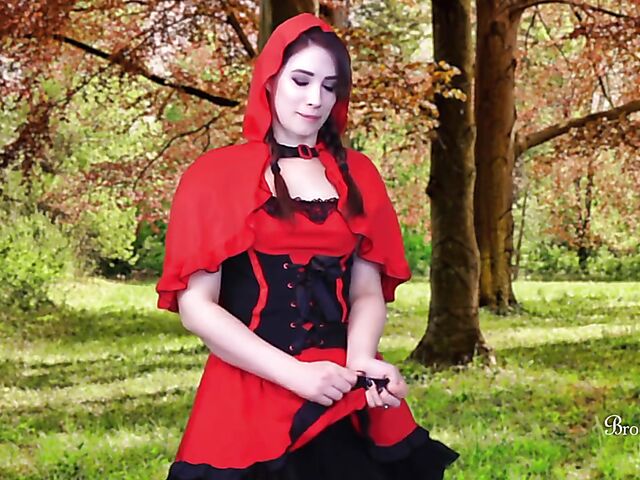 Little Red Riding Hood forest masturbation featuring JOI pornstar Brookelynne Briar