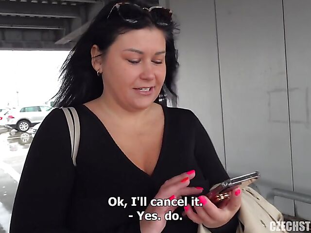 Busty BBW anal POV session in the car for money