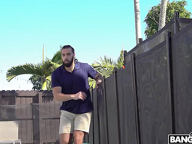 Busty MILF Quinn Waters seduces the pool boy into fucking