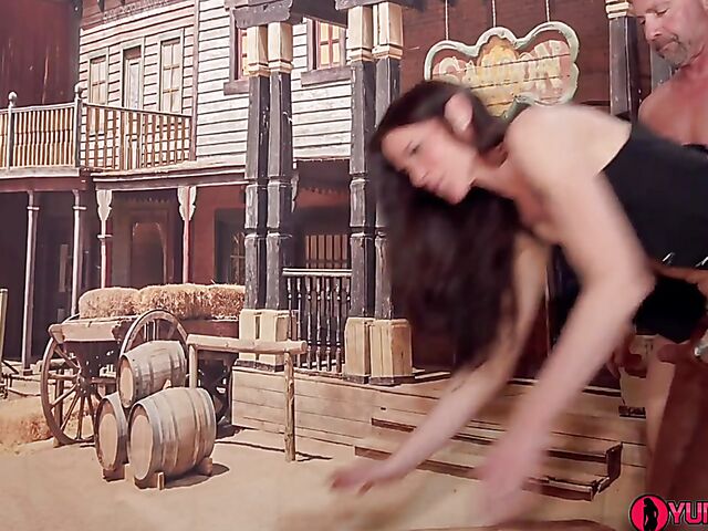 Skinny MILF of the Wild West Sofie Marie fucks the cowboy