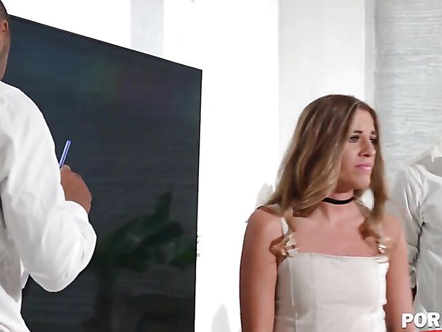 Fuck to pay debt interracial double penetration with Eveline Dellai