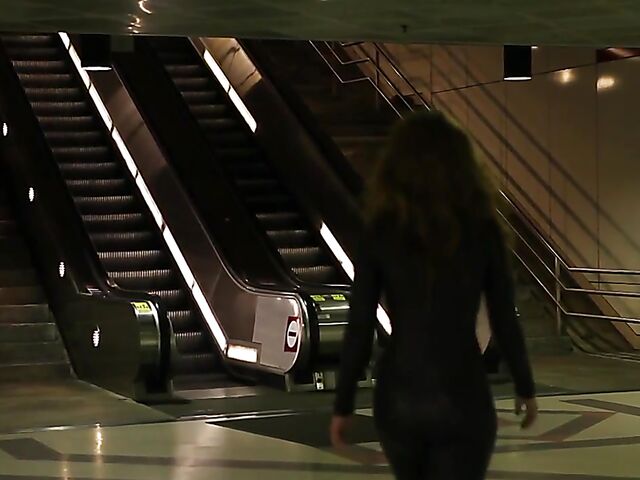 Rough threesome anal in black leather catsuit with Maddy O'Reilly