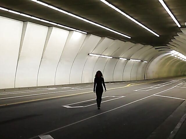 Rough threesome anal in black leather catsuit with Maddy O'Reilly