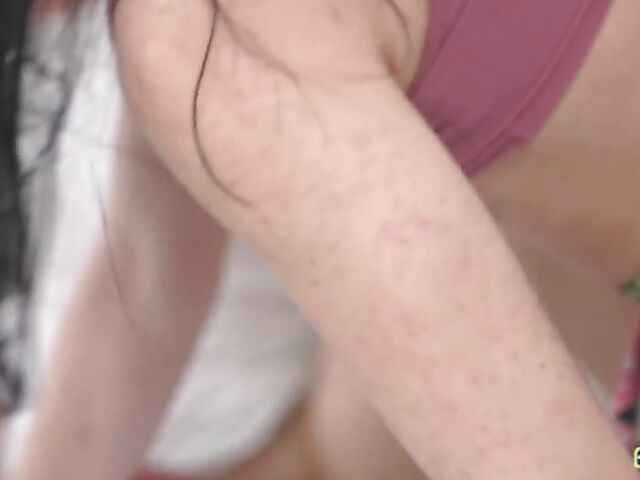 Short skirt sex with skinny brunette Rose Winters