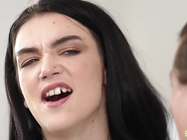 Short skirt sex with skinny brunette Rose Winters