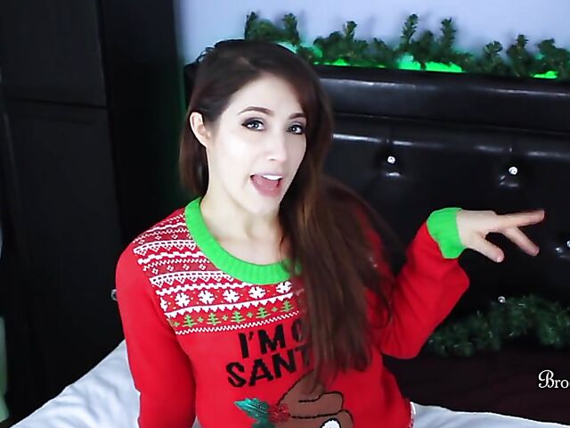 Christmas blowjob POV and cum on Brookelynne Briar's face