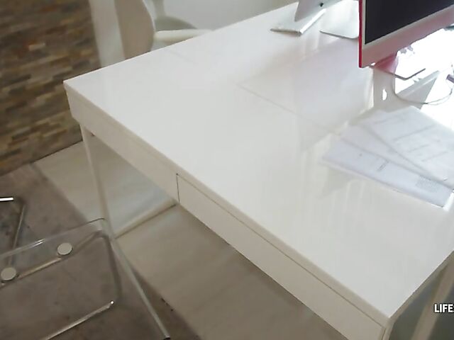 POV office anal after hours with playful blonde Candee Licious