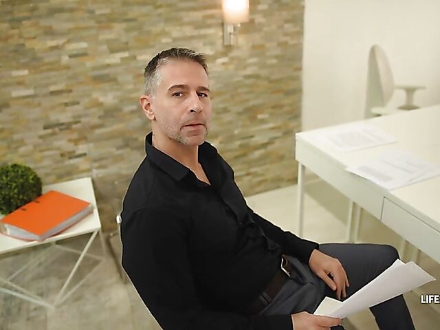 POV office anal after hours with playful blonde Candee Licious