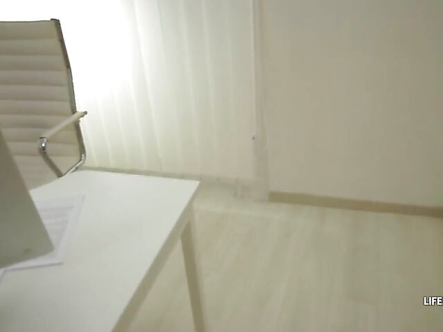 POV office anal after hours with playful blonde Candee Licious