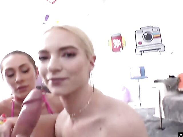 Close-up view of two girls anal with Lana Sharapova and Mackenzie Mace