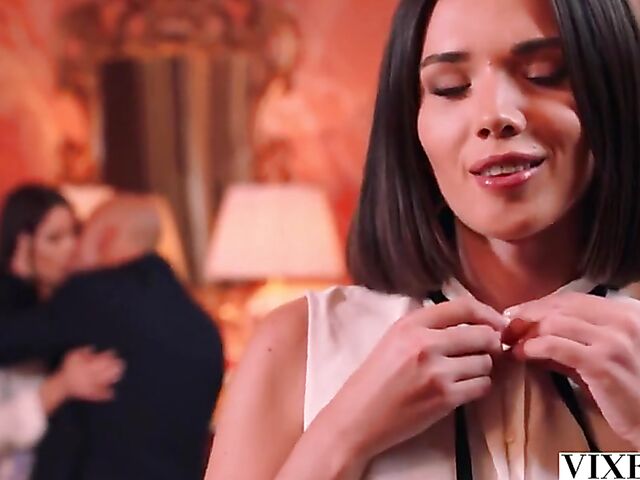 Hot threesome at the bargaining table with Eve Sweet and Candie Luciani