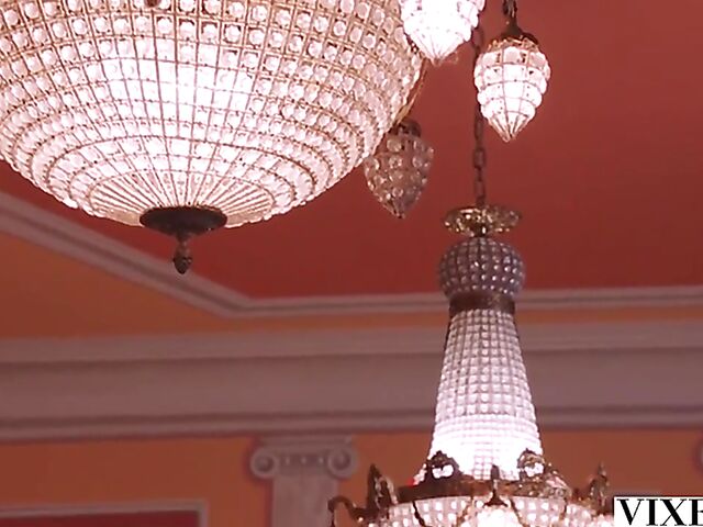 Hot threesome at the bargaining table with Eve Sweet and Candie Luciani