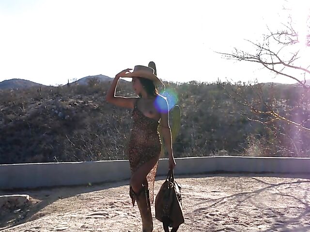 Small tits solo in the desert with exotic cowgirl Katherinne