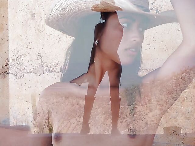 Small tits solo in the desert with exotic cowgirl Katherinne