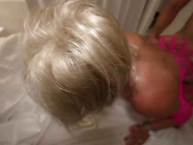 Cum on big tits in pink fishnet bodysuit with Wifey Sandra Otterson