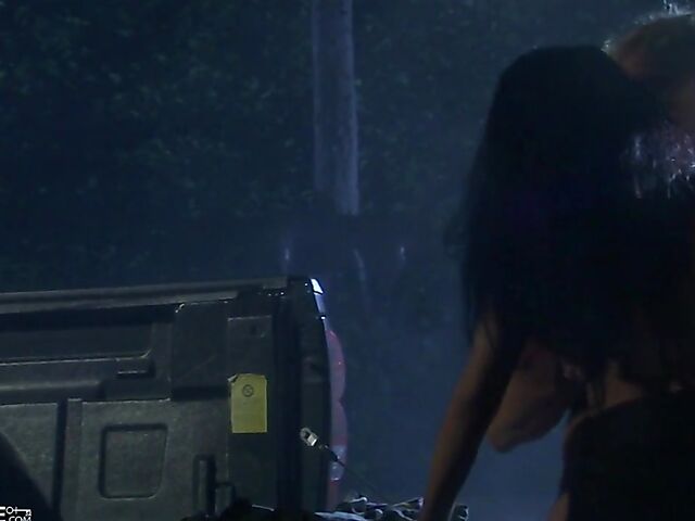 Sexy anal in the dark in the back of a pickup truck with Monique Madison