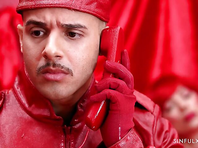 Hot redhead Shalina Devine fucking in the red room