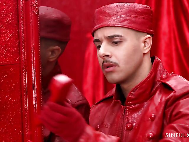 Hot redhead Shalina Devine fucking in the red room