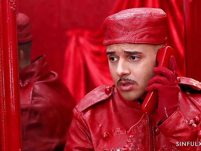 Hot redhead Shalina Devine fucking in the red room