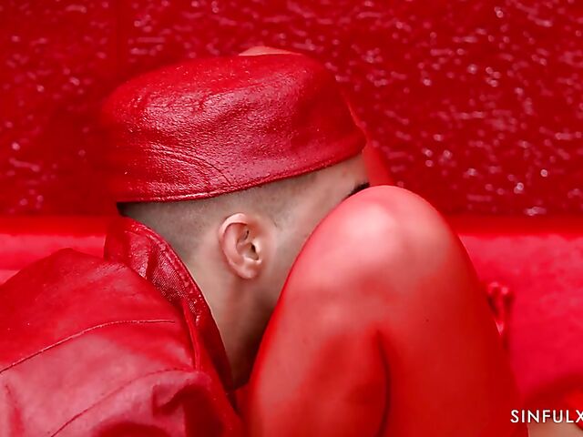 Hot redhead Shalina Devine fucking in the red room