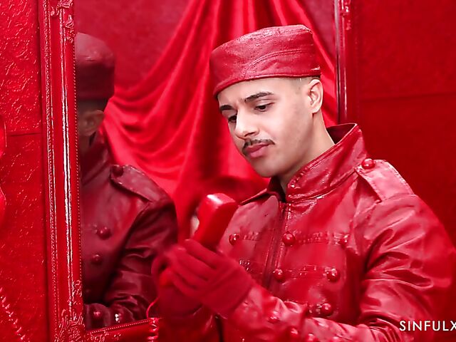 Hot redhead Shalina Devine fucking in the red room