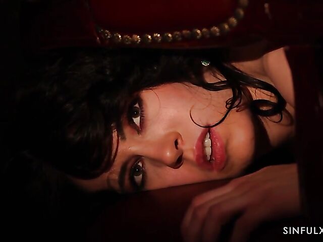 Submissive lesbian Anna de Ville eats Shalina Devine's pussy in the dark