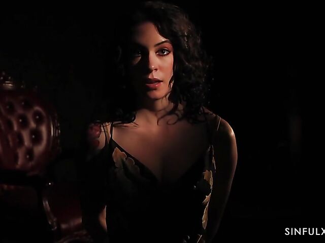 Submissive lesbian Anna de Ville eats Shalina Devine's pussy in the dark