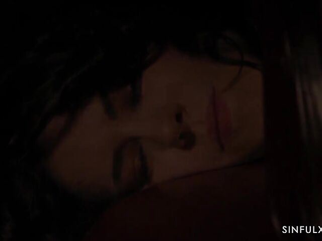 Submissive lesbian Anna de Ville eats Shalina Devine's pussy in the dark