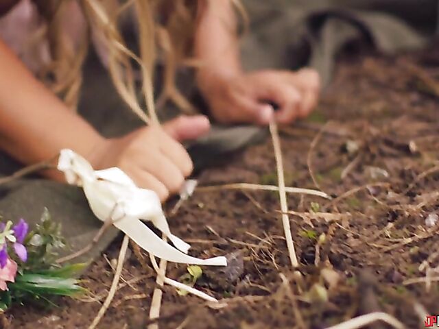 Hot sex in the mystical forest with Rebecca More and Baby Kxtten