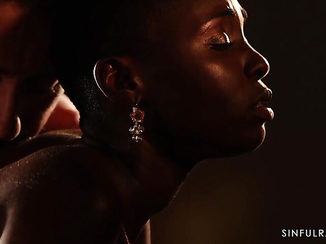 Erotic interracial sex with bald head African pornstar Zaawaadi